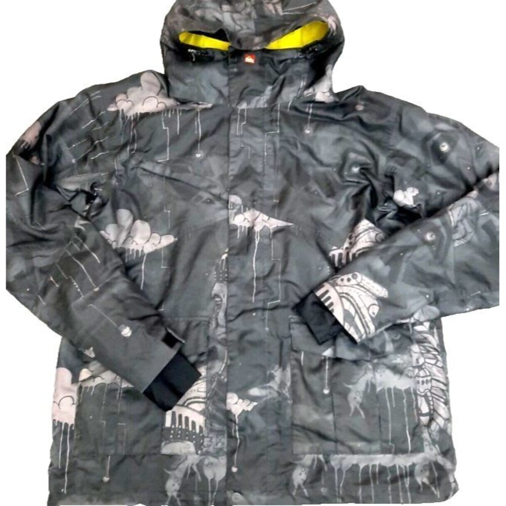 Quiksilver Travis Rice Snowboard Jacket Boys Youth 14 Black Gray